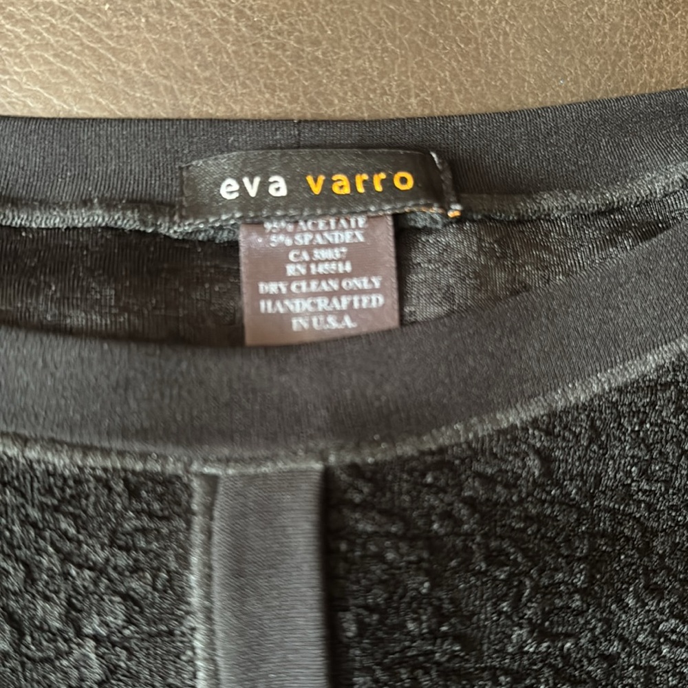 Eva Varro Black Cocktail Mini. Drop-waist. Swing skirt. Textured. Worn 1x. S. - Picture 8 of 9